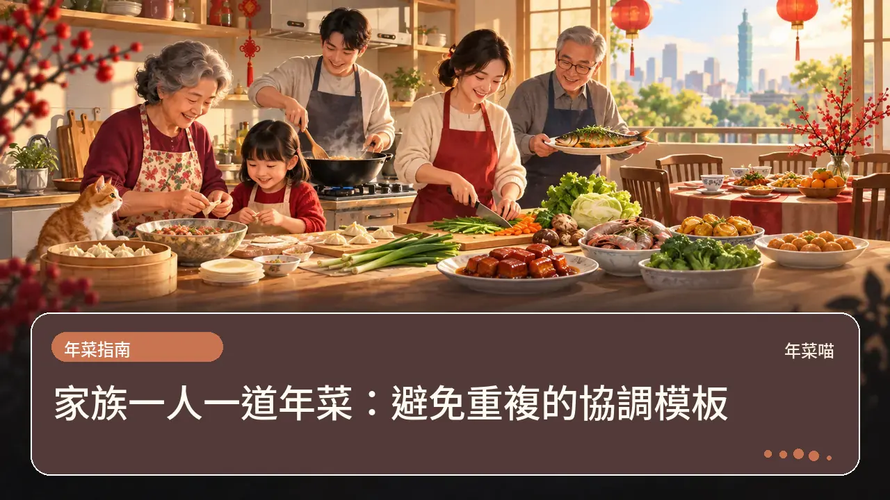 家族一人一道年菜:避免重複的協調模板主題插畫