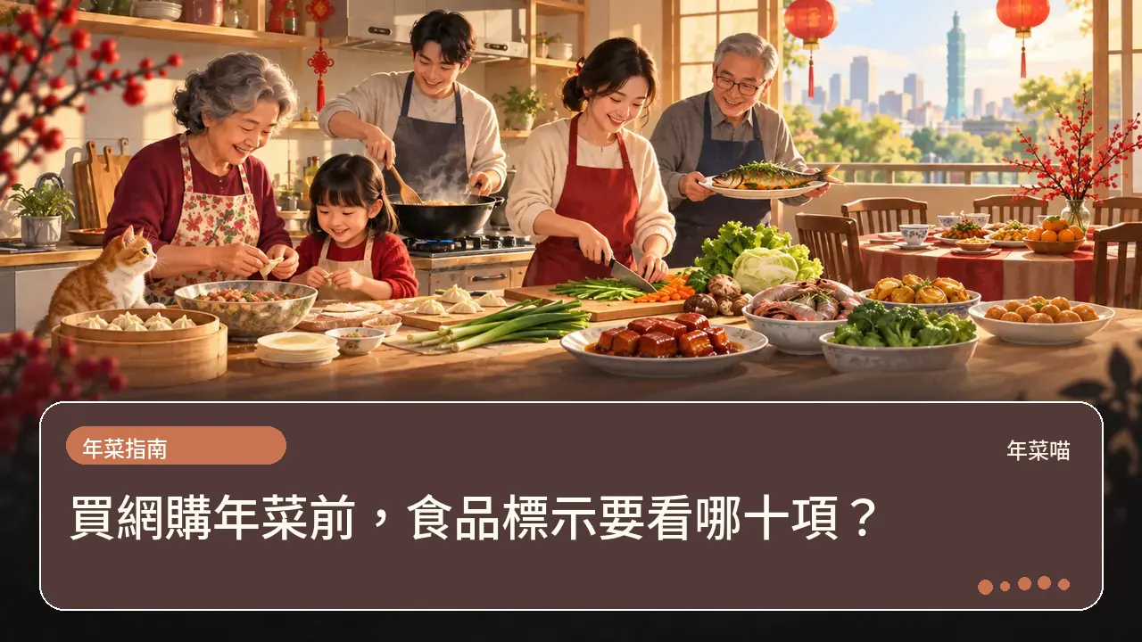 買網購年菜前,食品標示要看哪十項?主題插畫