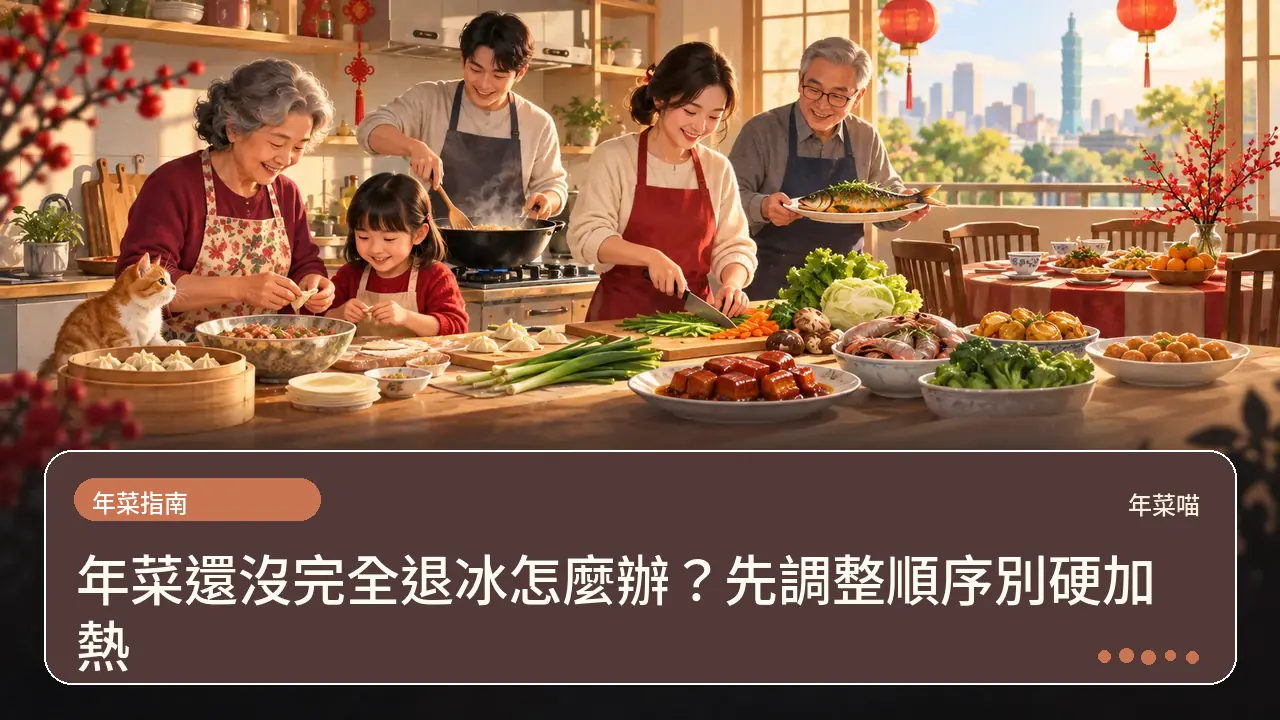 年菜還沒完全退冰怎麼辦?先調整順序別硬加熱主題插畫