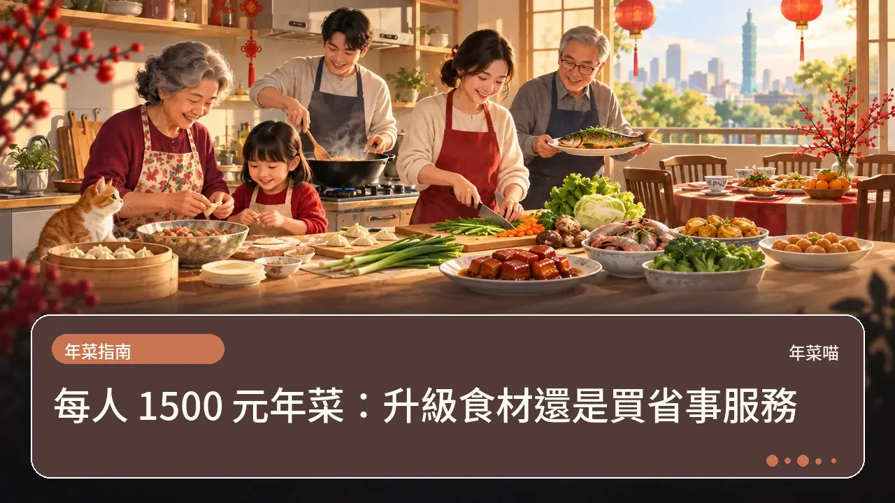 每人 1500 元年菜:升級食材還是買省事服務主題插畫