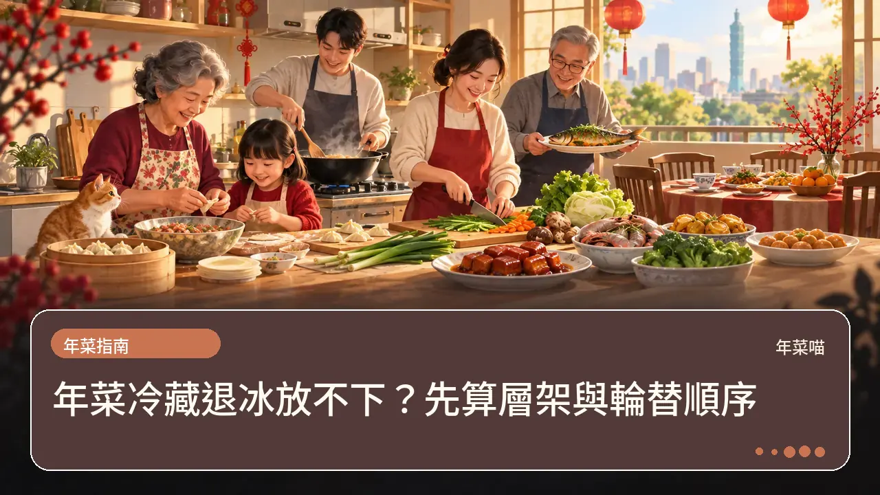 年菜冷藏退冰放不下?先算層架與輪替順序主題插畫